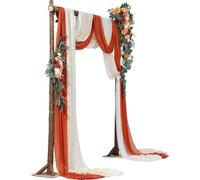 Kit de fleurs artificielles pour arche de mariage orange avec 2 fleurs et 3 draperies