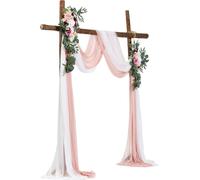 Kit de fleurs artificielles pour arche de mariage rose avec 2 fleurs et 2 draperies