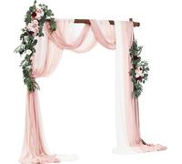 Kit de fleurs artificielles pour arche de mariage rose avec 2 fleurs et 3 draperies