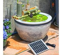 Kit de Fontaine à Eau Solaire en Bambou, décoration de Jardin Zen | avec Pompe et énergie Solaire, Fontaine à Eau Feng Shui, décoration de Jardin extérieur, fontaines en Bambou,35cm