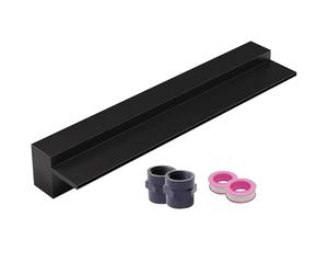 Kit de Fontaine Cascade en Acier Inoxydable pour Bassin, terrasse ou Piscine, avec raccords muraux encastrés et Sortie d'eau. Modèle Fin et Long de 60 à 200 cm, Finition Noire.