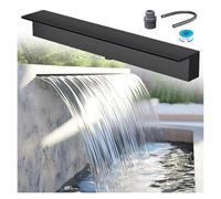 Kit de Fontaine d'extérieur en Acier Inoxydable Noir avec Cascade et déversoir pour Jardin et terrasse, Disponible en Tailles de 12" à 72". Idéal pour la détente et Le Jardinage.