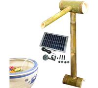 Kit De Fontaine En Bambou Faite Main, Fontaine Solaire Pour Bain D'Oiseaux, Cascade Extérieure, Jet D'Eau De Jardin Avec Pompe, Pour Pelouse, Bassin De Jardin, Rocaille, Abreuvoir En Pierre, 80 Cm, 9
