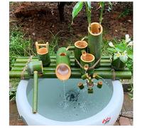 Kit De Fontaine en Bambou Fontaine De Bambou Solaire Japon Jardin Cascade Fontaine d'eau Extérieure Bec 100% Fait Main, Caractéristiques De l'eau en Bambou pour Le Jardin 30cm