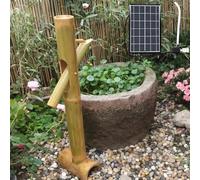 Kit De Fontaine Solaire en Bambou, Fontaine À Bascule Traditionnelle Japonaise avec Pompe, Traitement par Carbonisation, Fontaine Zen D'extérieur pour Jardin, Patio Ou Cour(50cm)