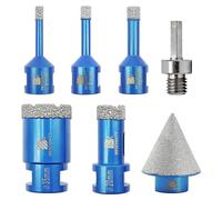 Kit de forets diamant et de forets pour carrelage de 6/8/10/20/35 mm, avec une fraise de 35 mm pour meuleuse d'angle, adaptateur M14