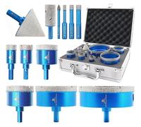 Kit de forets diamant secs pour carrelage, céramique, porcelaine, marbre, granit, de 6 à 100 mm, avec embout biseauté