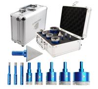 Kit de forets diamant secs pour carrelage, céramique, porcelaine, marbre, granit, de 6 à 50 mm, plus un foret biseauté de 35 mm