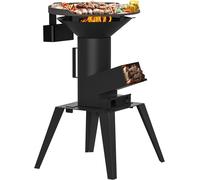Kit de four à rocket avec plaque de cuisson, grille et support pour casserole, four à rocket multifonction 3 en 1, grand four à rocket avec pieds, poêle à bois portable pour l'extérieur et le camping