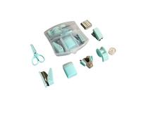 Kit de fournitures de bureau 8 pièces, ensemble d'accessoires de bureau mignons, ensemble d'agrafeuse d'école, mini trousse de fournitures de bureau portable avec ciseaux (bleu)