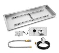 Kit de foyer à gaz 91,4 x 30,5 cm, 150 000 BTU, acier 304 | Comprend un allumage par étincelle, un brûleur, une ligne de gaz, un mélangeur d'air et un tuyau de régulateur