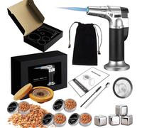 Kit de fumage pour whisky - 4 copeaux de bois aromatisés - 4 pierres à whisky - Torche