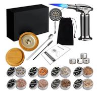 Kit de fumoir à cocktails avec torche, kit de fumoir à whisky avec 8 saveurs de copeaux de bois fumé, kit de fumoir à boissons ancien avec torche, plateau à glaçons, accessoires