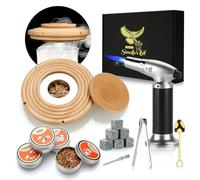 Kit de Fumoir Cocktail avec Torche, Ensemble Fumeur Cocktail, kit de Boissons pour Fumeur de Whisky à l'ancienne, Cocktails Accessoires pour Boissons, Bourbon, café, Fromage-Beech