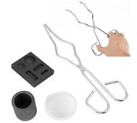 Kit de fusion de 4 pièces, Ensemble de 4 Pièces Four de Fonderie Metaux, Creuset Fonderie, Pureté comprenant Creuset de Moule, Pince, Bol et Ensemble de Lingotage pour la Fusion de Lingots