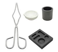 Kit de fusion de 4 pièces,Ensemble de 4 Pièces Four de Fonderie Metaux,Creuset + Pince + Cuvette + Moule Combiné,pour Alliages de Platine, or, Argent et Laiton