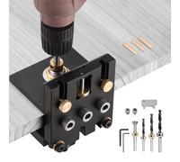 Kit de gabarit de perçage pour chevilles - Modèle B - Guide de précision pour le perçage du bois - Assemblages à chevilles - Système de verrouillage à came - Positionnement des trous - 3 en 1 - Couleu