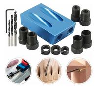 Kit de gabarit de trou de poche 14 pièces - Angle de localisation de poinon à 15° Outil de travail du bois Trou de vis Positi