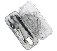 Kit de géométrie 9 pièces, avec, crayon, gomme, taille-crayon, rapporteur, équerre, règle et étui de rangement, boîte en métal, kit de mathématiques pour les fournitures de t l'école