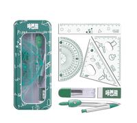 Kit De Géométrie Mathématique, Avec Règles, Rapporteur, Boussole, Recharge, Gomme, Boîte En Métal, 8 Pièces