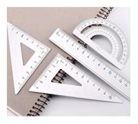 Kit de Géométrie - Métal - 4 Pièces - Règle 15cm - Rapporteur 180° - Équerres 30°/60° et 45°/90°