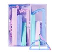 Kit de géométrie - Outils de dessin portables et règle mathématiques - Kit scolaire de rapporteurs et règle pour - Pour école, université, salle de ureau, architecture, ingénierie