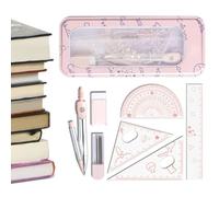 Kit de géométrie pour élèves et étudiants, 8 pièces incassables | Boîte de géométrie de mathématiques pour lycée, collège, salle de ille