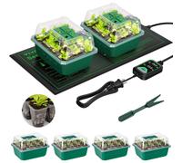 Kit de germination - 6 plateaux de semis - Tapis chauffant - Thermostat numérique - 6 plateaux