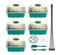 Kit de germination avec LED - TERRE JARDIN - Set 5 plateaux pour semis avec lumière de croissance - 18,5 x 14,5 x 11 cm