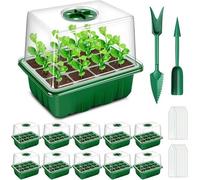 Kit de germination Unyqoos® complet, avec couvercle surélevé – Mini-serre de 120 cellules en PVC de 0,8 mm, humidité réglable, 20 étiquettes et 2 outils