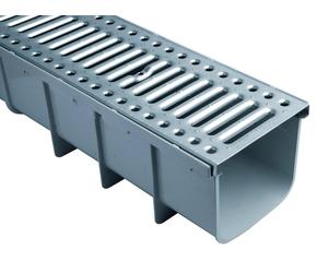Kit de gouttières en PVC, dimensions 200 x 1000 x 188 mm, avec grille en acier
