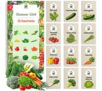 Kit de Graines de Légumes 12 Variétés-Graine Premium pour Jardin,Balcon et Potager-Tomates,Concombres,Courgettes,Salade,Carottes