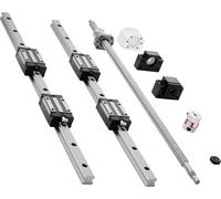 Kit de guidage linéaire - Rails linéaires HGR20 et vis à billes - 2 rails de 600 mm - Largeur de rail 20 mm - 4 chariots - Roulements BF12/BK12 - Accouplement et boîtier d'écrou - Pour CNC
