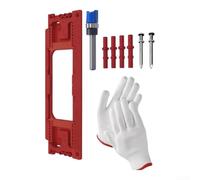 Kit de guide de perçage de serrure de porte avec gants - Gabarit de perçage de précision pour le travail du bois pour un positionnement précis des trous - Ensemble d'outils de charpentier en plastique