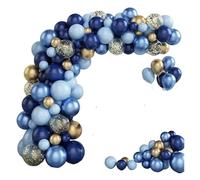 Kit De Guirlande Ballons Métalliques Bleu Blanc, Arc Avec Confettis Dorés, Décoration for Anniversaire, Remise Diplôme, Fête Mariage Pour Fêtes