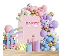 Kit de Guirlande d'Arche Bleu Violet Rose d'Anniversaire Ballons en Latex Paw Ballons en Aluminium Décorations de Fête Fournitures de Dog Thème