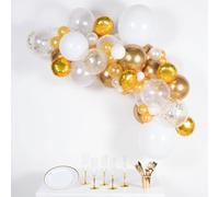 Kit de guirlande de ballons à faire soi-même, couleurs or et blanc, 66 pièces, idéal pour un anniversaire