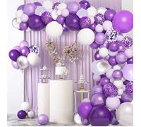 Kit de Guirlande de Ballons - Violet et Blanc - 125PCS - Décoration Anniversaire - Mariage - Noël