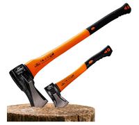 Kit de haches - Acier carbone C45 Poignées ergonomiques - Fendage de bois - Lot de 2 pièces