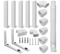 Kit de housse pour mini ligne divisée et mini support de montage mural séparé, universel à peindre en blanc 7000 à 18 000 BTU pour systèmes centraux de pompes à chaleur AC/climatiseurs (blanc, 7,6 x 3