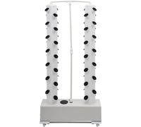 Kit de jardinage hydroponique vertical - Système en tour - 56 trous de plantation - Réservoir de 30 l - 4 roulettes - 2 freins - Minuterie 15 min - Intérieur/extérieur - Blanc