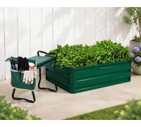 Kit de jardinage pour plates-bandes surélevées (2 pièces) – Jardinière en acier 100 x 30,5 x 80 cm et genouillère de jardin pliable