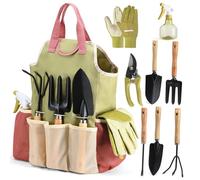 Kit de jardinage robuste 10 pièces avec sac de rangement, ensemble complet d'outils d'horticulture pour planter et désherber, cade,i