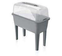 Kit de jardinage urbain surélevé de 52 litres, couleur gris, avec mini-serre