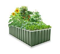 Kit de jardinières surélevées KING BIRD 258 x 90 x 30 cm, galvanisé Jardinière de jardin Bac à plantes avec 8 étiquettes en T et gants, vert