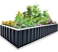 Kit de jardinières surélevées KING BIRD 258 x 90 x 30 cm, galvanisé Jardinière de jardin Bac à plantes avec 8 étiquettes en T et gants, gris