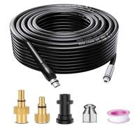 Kit de jet de vidange flexible avec buse de nettoyage d'égout en métal, jet haute pression pour lavor pour outil de vidange bloqué Black Decker (15 m)
