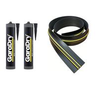 Kit de joint de seuil de porte de garage de 2 cm de haut, longueur de 5,56 m | PVC souple | Le kit complet comprend 2 adhésifs | GaraDry
