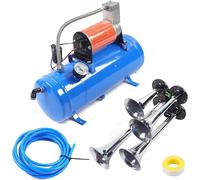 Kit de klaxon pneumatique - Klaxon 12 V CC avec compresseur - 150 PSI - Réservoir d'air 6 L - 23 A - Dimensions 46 × 20,5 × 24 cm - Bleu