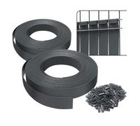 Kit de lamelles Occultantes PVC 150m x 4.7cm 300 Clips Brise Vue de Qualité Bandes de Protection pour Panneau Grillagé Clôtures Gris